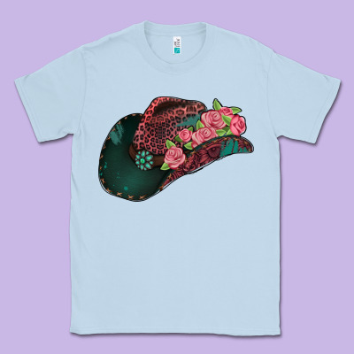 Leopard Flowers Cowboy Hat Classic Tee Designed By Jasminsmagicworld
