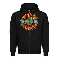 Black thankful with sunflower bbs Zipper Hoodie - BundleAndBundleShop
