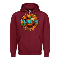 Burgundy thankful with sunflower bbs Zipper Hoodie - BundleAndBundleShop
