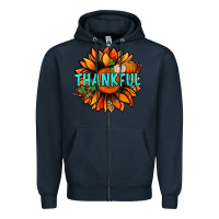 Navy thankful with sunflower bbs Zipper Hoodie - BundleAndBundleShop