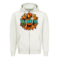 Oatmeal Heather thankful with sunflower bbs Zipper Hoodie - BundleAndBundleShop