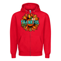 Red thankful with sunflower bbs Zipper Hoodie - BundleAndBundleShop