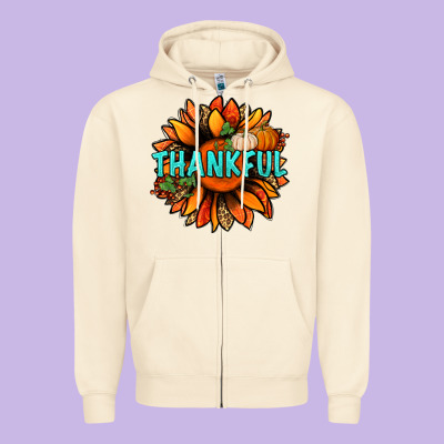 Thankful With Sunflower Bbs Zipper Hoodie Designed By Bundleandbundleshop