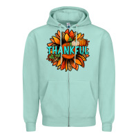 Seafoam thankful with sunflower bbs Zipper Hoodie - BundleAndBundleShop