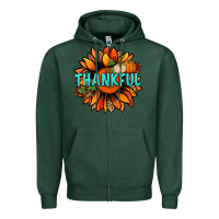 Sports Green thankful with sunflower bbs Zipper Hoodie - BundleAndBundleShop