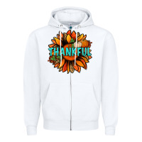 White thankful with sunflower bbs Zipper Hoodie - BundleAndBundleShop
