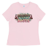 Bubblegum Pink bring your ass kicking boots Ladies Tee - NancyCooperArtShop