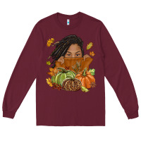 Burgundy Fall with black girl Long Sleeve Tee - NancyCooperArtShop