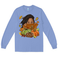 Colony Blue Fall with black girl Long Sleeve Tee - NancyCooperArtShop