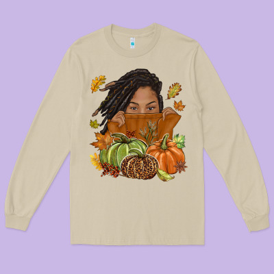 Fall With Black Girl Long Sleeve Tee Designed By Nancycooperartshop