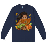 Navy Fall with black girl Long Sleeve Tee - NancyCooperArtShop