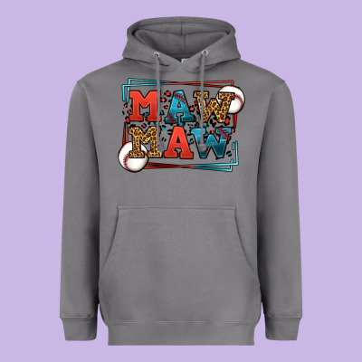 Baseball Mawmaw Leopard Frame Heavyweight Hoodie Designed By Lillyallendesigns