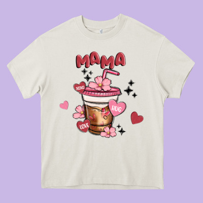 Mama Coffee Cups Heavy Core Tee Designed By Maliassmallbusiness