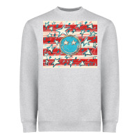 Heather Grey America flag smiley  tumbler Heavyweight Sweatshirt - HowdyJamesFarm