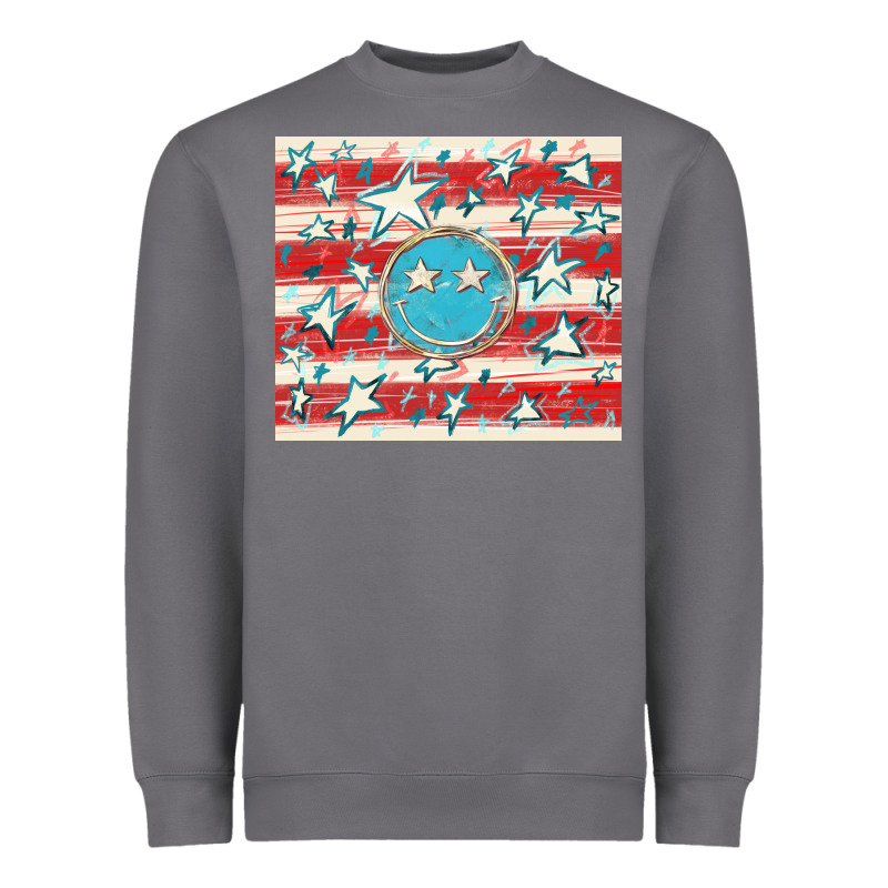 America Flag Smiley  Tumbler Heavyweight Sweatshirt by HowdyJamesFarm | Teevron