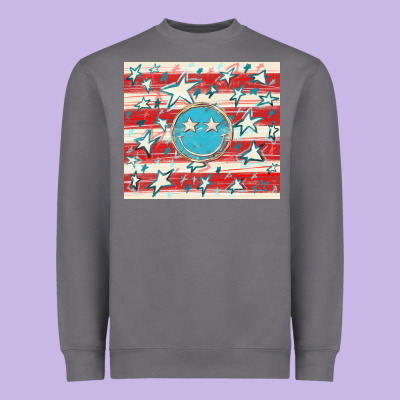 America Flag Smiley  Tumbler Heavyweight Sweatshirt Designed By Howdyjamesfarm