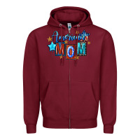 Burgundy American mom Mother's Day Zipper Hoodie - FaDigitalArtStudio
