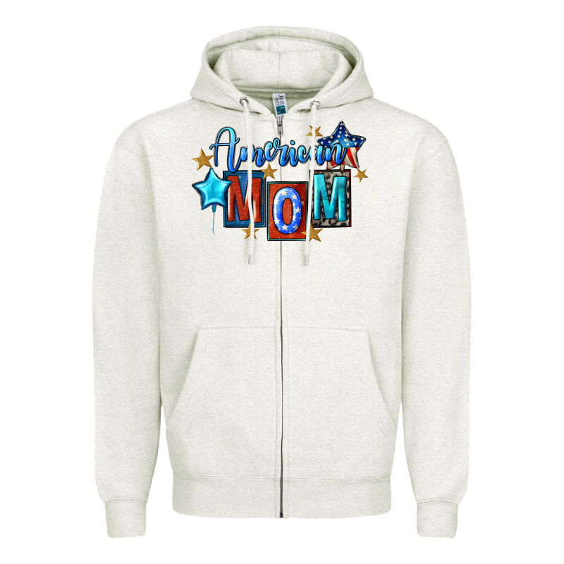 American Mom Mother's Day Zipper Hoodie by FaDigitalArtStudio | Teevron