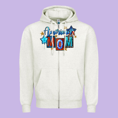 American Mom Mother's Day Zipper Hoodie Designed By Fadigitalartstudio