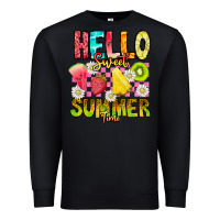 Black Hello Sweet Summer Time Premium Sweatshirt - CowhideDigitalArt