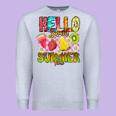 Hello Sweet Summer Time Premium Sweatshirt Designed By Cowhidedigitalart