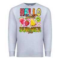Heather Grey Hello Sweet Summer Time Premium Sweatshirt - CowhideDigitalArt