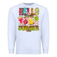 White Hello Sweet Summer Time Premium Sweatshirt - CowhideDigitalArt