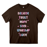 Chocolate Brown believe like mary trust like joseph valentine s da Heavy Core Tee - MaliasSmallBusiness