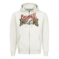 Oatmeal Heather baseball mom Zipper Hoodie - FaDigitalArtStudio
