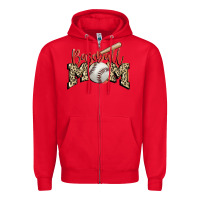 Red baseball mom Zipper Hoodie - FaDigitalArtStudio