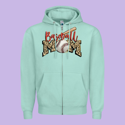 Baseball Mom Zipper Hoodie Designed By Fadigitalartstudio