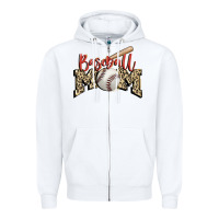 White baseball mom Zipper Hoodie - FaDigitalArtStudio