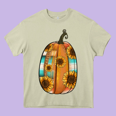 Serape Sunflower Pumpkin Heavy Core Tee Designed By Nancycooperartshop
