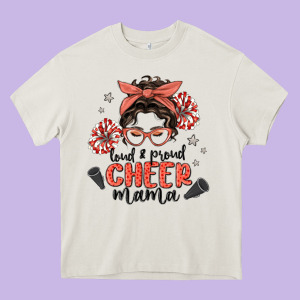 Loud&proud Mama Messy Bun Heavy Core Tee Designed By Maliassmallbusiness