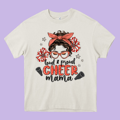 Loud&proud Mama Messy Bun Heavy Core Tee Designed By Maliassmallbusiness
