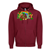 Burgundy lucky gnome St. Patricks Day Zipper Hoodie - FaDigitalArtStudio