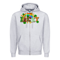 Heather Grey lucky gnome St. Patricks Day Zipper Hoodie - FaDigitalArtStudio