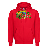 Red lucky gnome St. Patricks Day Zipper Hoodie - FaDigitalArtStudio