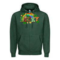 Sports Green lucky gnome St. Patricks Day Zipper Hoodie - FaDigitalArtStudio