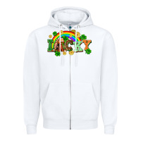 White lucky gnome St. Patricks Day Zipper Hoodie - FaDigitalArtStudio
