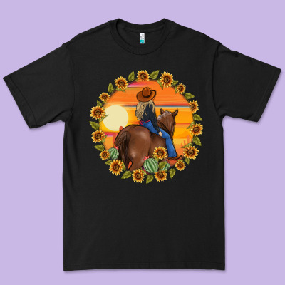 Cowgirl Sunflower Premium Tee Designed By Maliassmallbusiness