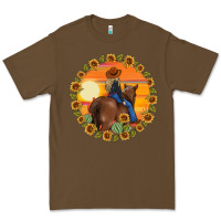 Cacao cowgirl sunflower Premium Tee - MaliasSmallBusiness