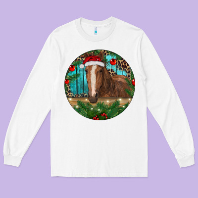 Brown Horse Christmas Long Sleeve Tee Designed By Ranaportraitstore