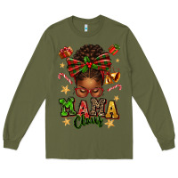 Army Green mama claus afro messy bun Long Sleeve Tee - texasbilliewilder