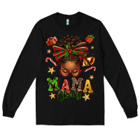 Black mama claus afro messy bun Long Sleeve Tee - texasbilliewilder
