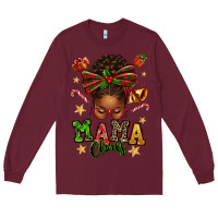 Burgundy mama claus afro messy bun Long Sleeve Tee - texasbilliewilder