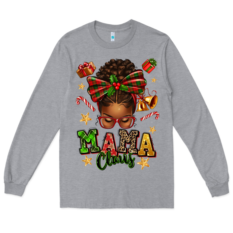 Mama Claus Afro Messy Bun Long Sleeve Tee by texasbilliewilder | Teevron