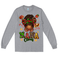 Heather Grey mama claus afro messy bun Long Sleeve Tee - texasbilliewilder