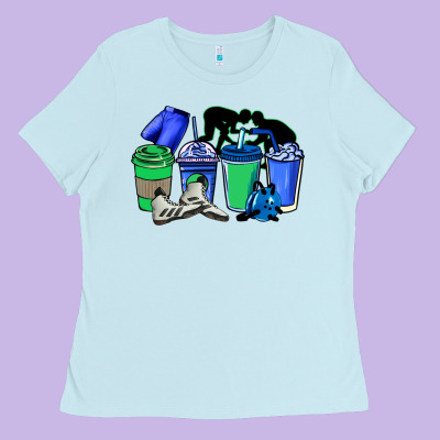 Wrestling Coffee Cups Ladies Tee Designed By Nancycooperartshop