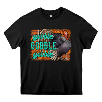 Black Thanksgiving Turkey Gobble Gobble Heavy Core Tee - NancyCooperArtShop